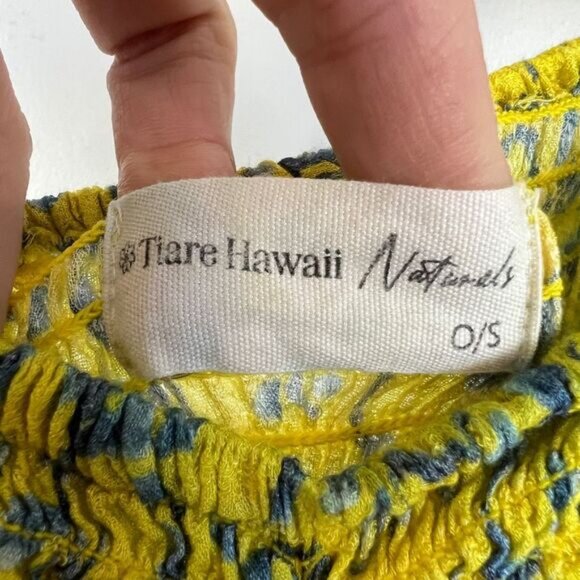 Tiare Hawaii Naturals Women's One Size Yellow Blue Sundress Maxi Dress Floral - Picture 9 of 14